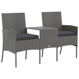 2-OSOBOWA SOFA OGRODOWA ZE STOLIKIEM POLIRATTAN ANTRACYTOWA