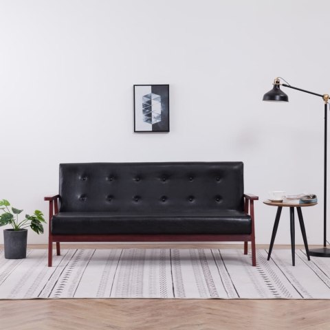 3-OSOBOWA SOFA CZARNA SZTUCZNA SKÓRA