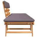 LEŻANKA OGRODOWA 2-W-1 Z PODUSZKĄ 190CM LITE DREWNO AKACJOWE