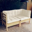 2-OSOBOWA SOFA OGRODOWA Z KREMOWYMI PODUSZKAMI DREWNO SOSNOWE