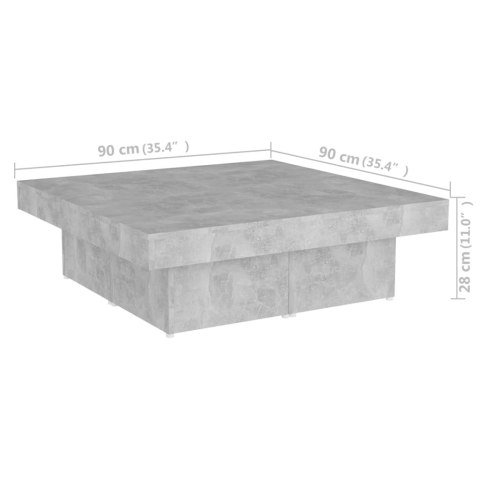 STOLIK KAWOWY SZARY BETON 90X90X28CM