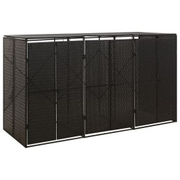 OSŁONA NA 3 KOSZE NA ŚMIECI CZARNA 207X80X117CM POLIRATTAN