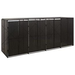 OSŁONA NA 4 KOSZE NA ŚMIECI CZARNA 274X80X117CM POLIRATTAN