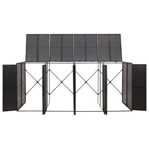 OSŁONA NA 4 KOSZE NA ŚMIECI CZARNA 274X80X117CM POLIRATTAN