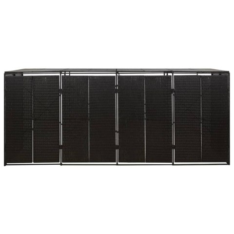 OSŁONA NA 4 KOSZE NA ŚMIECI CZARNA 274X80X117CM POLIRATTAN