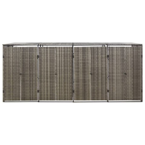 OSŁONA NA 4 KOSZE NA ŚMIECI SZARA 274X80X117CM POLIRATTAN