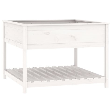 DONICA Z PÓŁKĄ BIAŁA 1115X1115X81CM DREWNO SOSNOWE