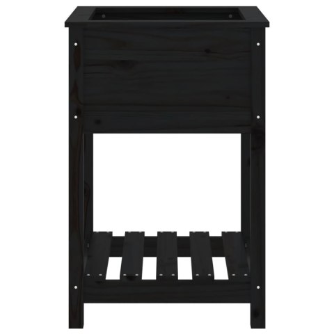 DONICA Z PÓŁKĄ CZARNA 54X54X81CM DREWNO SOSNOWE