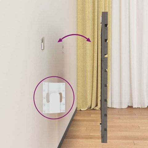 WEZGŁOWIE ŁÓŻKA SZARE 146X3X63CM DREWNO SOSNOWE