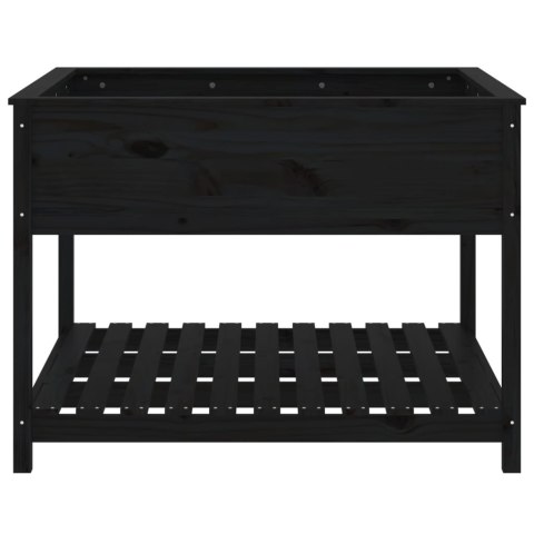 DONICA Z PÓŁKĄ CZARNA 1115X1115X81CM DREWNO SOSNOWE