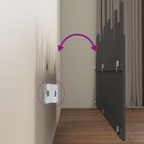 WEZGŁOWIE ŁÓŻKA SZARE 204X3X80CM DREWNO SOSNOWE