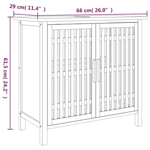 SZAFKA POD UMYWALKĘ 66X29X615CM DREWNO Z ORZECHA WŁOSKIEGO BOHO