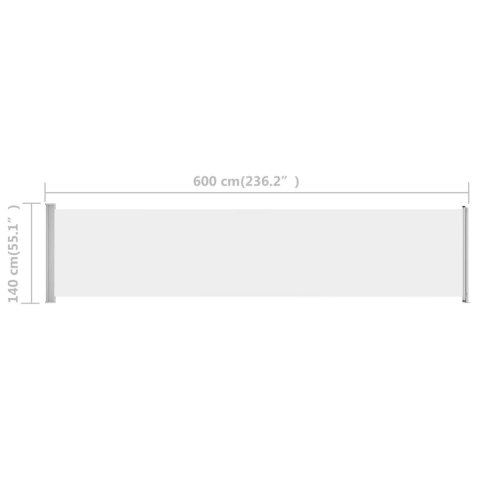 WYSUWANA MARKIZA BOCZNA NA TARAS 140X600CM KREMOWA