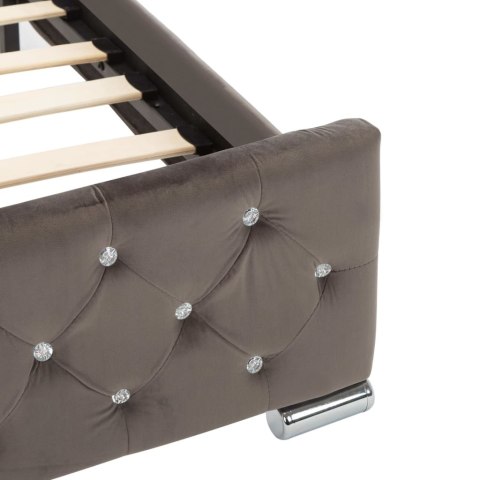 RAMA ŁÓŻKA SZARA TAPICEROWANA AKSAMITEM 90X200CM