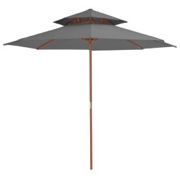 PARASOL OGRODOWY Z PODWÓJNYM DASZKIEM 270CM ANTRACYTOWY