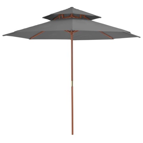 PARASOL OGRODOWY Z PODWÓJNYM DASZKIEM 270CM ANTRACYTOWY