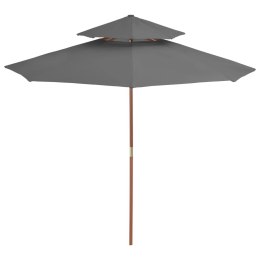 PARASOL OGRODOWY Z PODWÓJNYM DASZKIEM 270CM ANTRACYTOWY