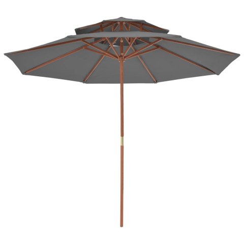 PARASOL OGRODOWY Z PODWÓJNYM DASZKIEM 270CM ANTRACYTOWY