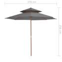 PARASOL OGRODOWY Z PODWÓJNYM DASZKIEM 270CM ANTRACYTOWY