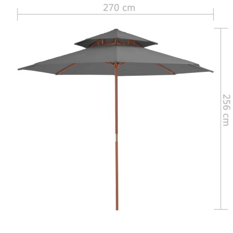 PARASOL OGRODOWY Z PODWÓJNYM DASZKIEM 270CM ANTRACYTOWY