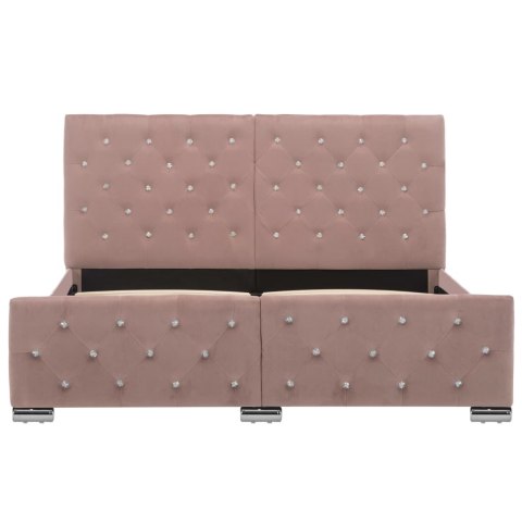 RAMA ŁÓŻKA RÓŻOWA TAPICEROWANA AKSAMITEM 140X200CM