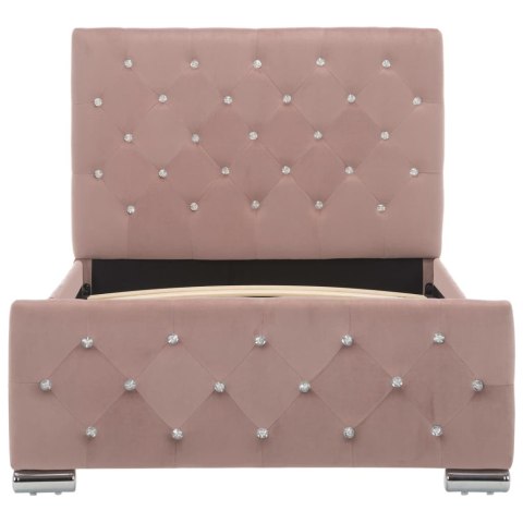 RAMA ŁÓŻKA RÓŻOWA TAPICEROWANA AKSAMITEM 90X200CM