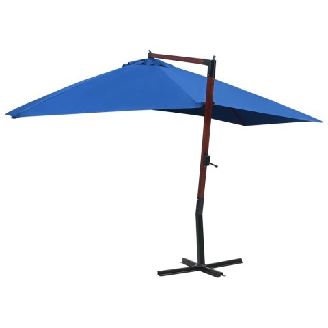 WISZĄCY PARASOL NA DREWNIANYM SŁUPKU 400X300CM NIEBIESKI