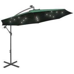 PARASOL OGRODOWY WISZĄCY ŚWIATŁA LED 300CM METAL ZIELONY