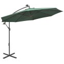PARASOL OGRODOWY WISZĄCY ŚWIATŁA LED 300CM METAL ZIELONY