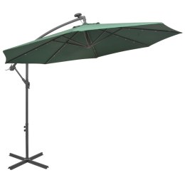 PARASOL OGRODOWY WISZĄCY ŚWIATŁA LED 300CM METAL ZIELONY