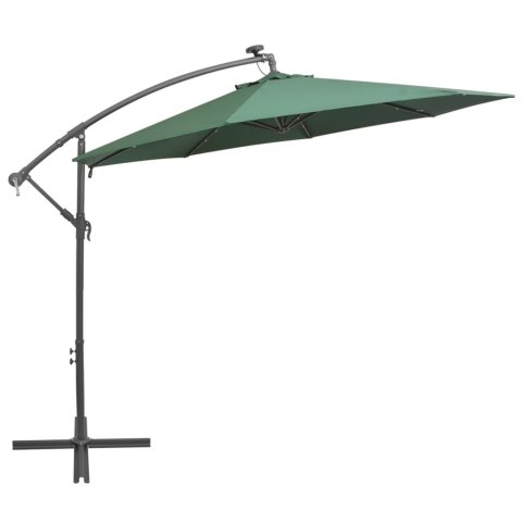 PARASOL OGRODOWY WISZĄCY ŚWIATŁA LED 300CM METAL ZIELONY