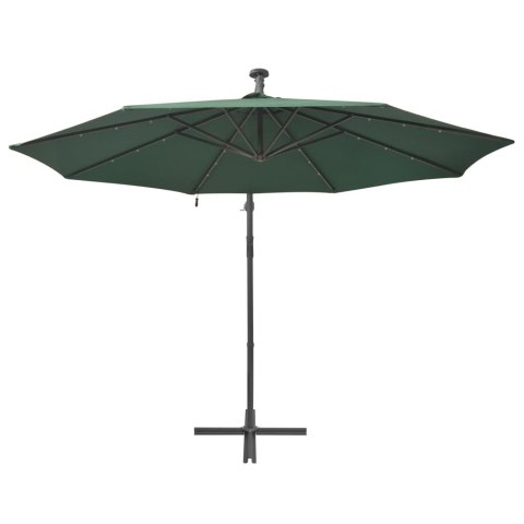 PARASOL OGRODOWY WISZĄCY ŚWIATŁA LED 300CM METAL ZIELONY