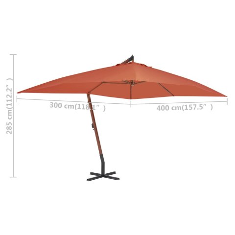 WISZĄCY PARASOL Z DREWNIANYM SŁUPKIEM 400X300CM TERAKOTOWY