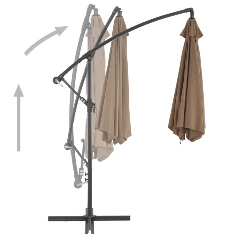 PARASOL WISZĄCY Z ALUMINIOWYM SŁUPKIEM 300CM KOLOR TAUPE