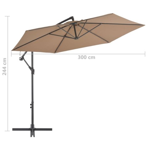 PARASOL WISZĄCY Z ALUMINIOWYM SŁUPKIEM 300CM KOLOR TAUPE