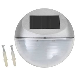 ŚCIENNE LAMPY SOLARNE LED NA ZEWNĄTRZ 12 SZT OKRĄGŁE SREBRNE