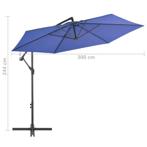 PARASOL WISZĄCY Z ALUMINIOWYM SŁUPKIEM 300CM NIEBIESKI