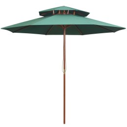 PARASOL Z PODWÓJNYM DASZKIEM 270X270CM DREWNO ZIELONY