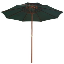 PARASOL Z PODWÓJNYM DASZKIEM 270X270CM DREWNO ZIELONY