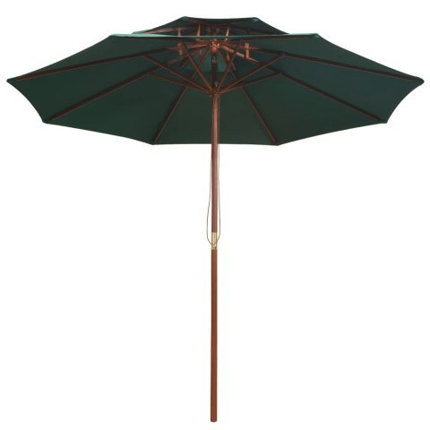 PARASOL Z PODWÓJNYM DASZKIEM 270X270CM DREWNO ZIELONY