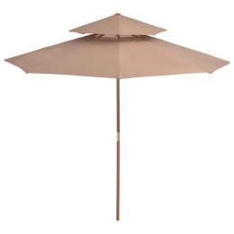 PARASOL OGRODOWY Z PODWÓJNYM DASZKIEM 270CM TAUPE