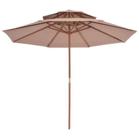 PARASOL OGRODOWY Z PODWÓJNYM DASZKIEM 270CM TAUPE