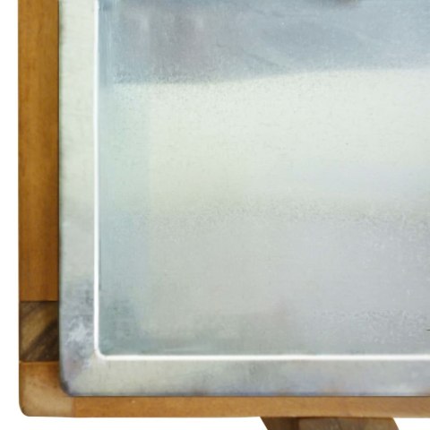 PODWYŻSZONA DONICA NA NÓŻKACH DREWNO AKACJOWE I CYNK