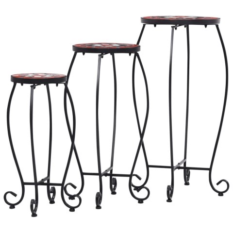 STOLIKIMOZAIKOWE 3SZT KOLOR TERAKOTOWY I BIAŁY CERAMIKA