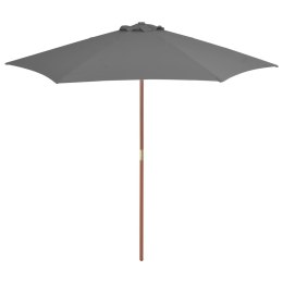 PARASOL OGRODOWY NA DREWNIANYM SŁUPKU 270CM ANTRACYTOWY