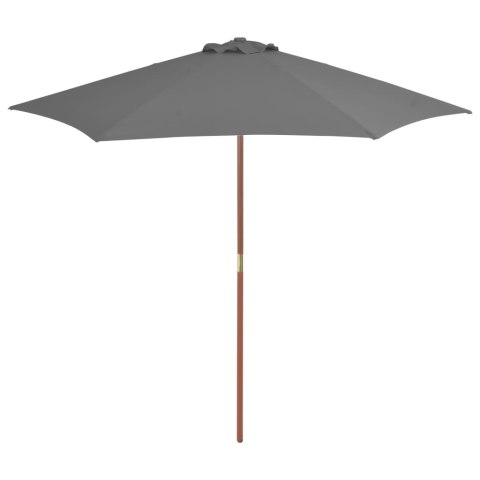 PARASOL OGRODOWY NA DREWNIANYM SŁUPKU 270CM ANTRACYTOWY