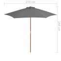 PARASOL OGRODOWY NA DREWNIANYM SŁUPKU 270CM ANTRACYTOWY