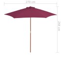 PARASOL OGRODOWY NA DREWNIANYM SŁUPKU 270CM BORDOWY