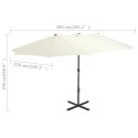 PARASOL OGRODOWY NA SŁUPKU ALUMINIOWYM 460X270CM PIASKOWY