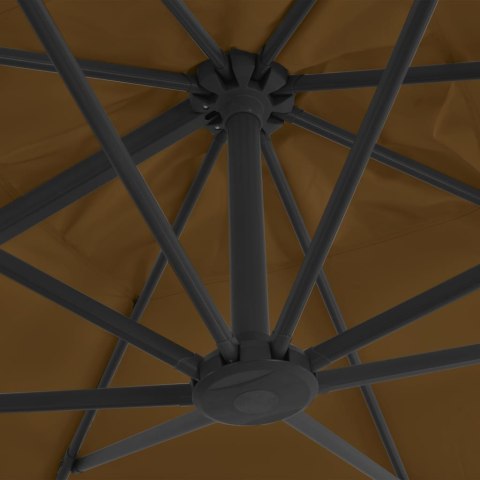 PARASOL WISZĄCY Z ALUMINIOWYM SŁUPKIEM 300X300CM TAUPE